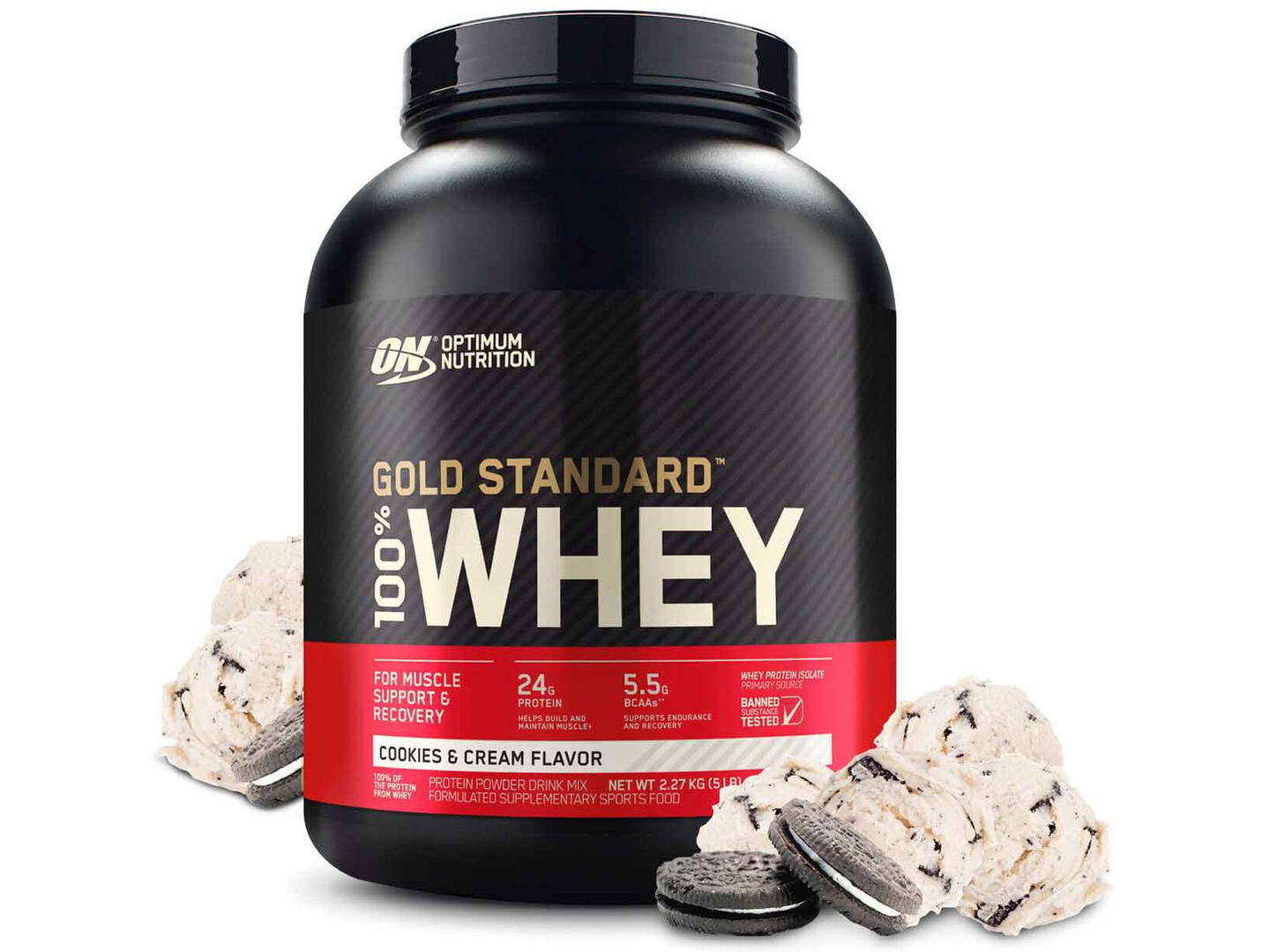 on/ whey protein cookies and cream 900g